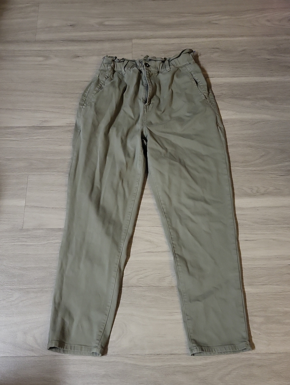 Womens  Olive Drawstring Waist Pants